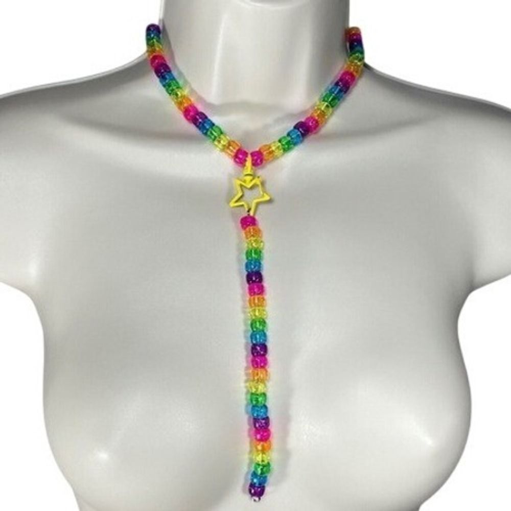 Rave Rainbow kandi kids drop star choker Necklace & binky cord (bratz)